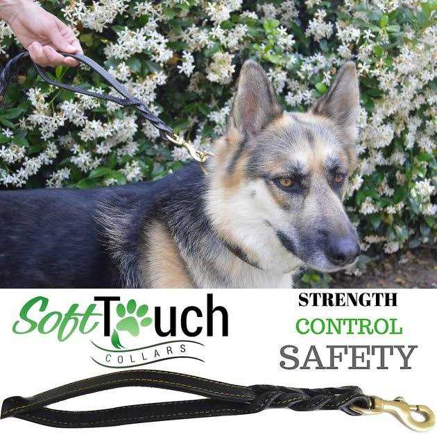 6 Foot Braided Leather Dog Leash with Traffic Handle R7155
