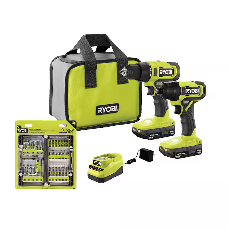 18V Cordless 2-Tool Combo Kit with Drill/Driver and Impact Driver J19501