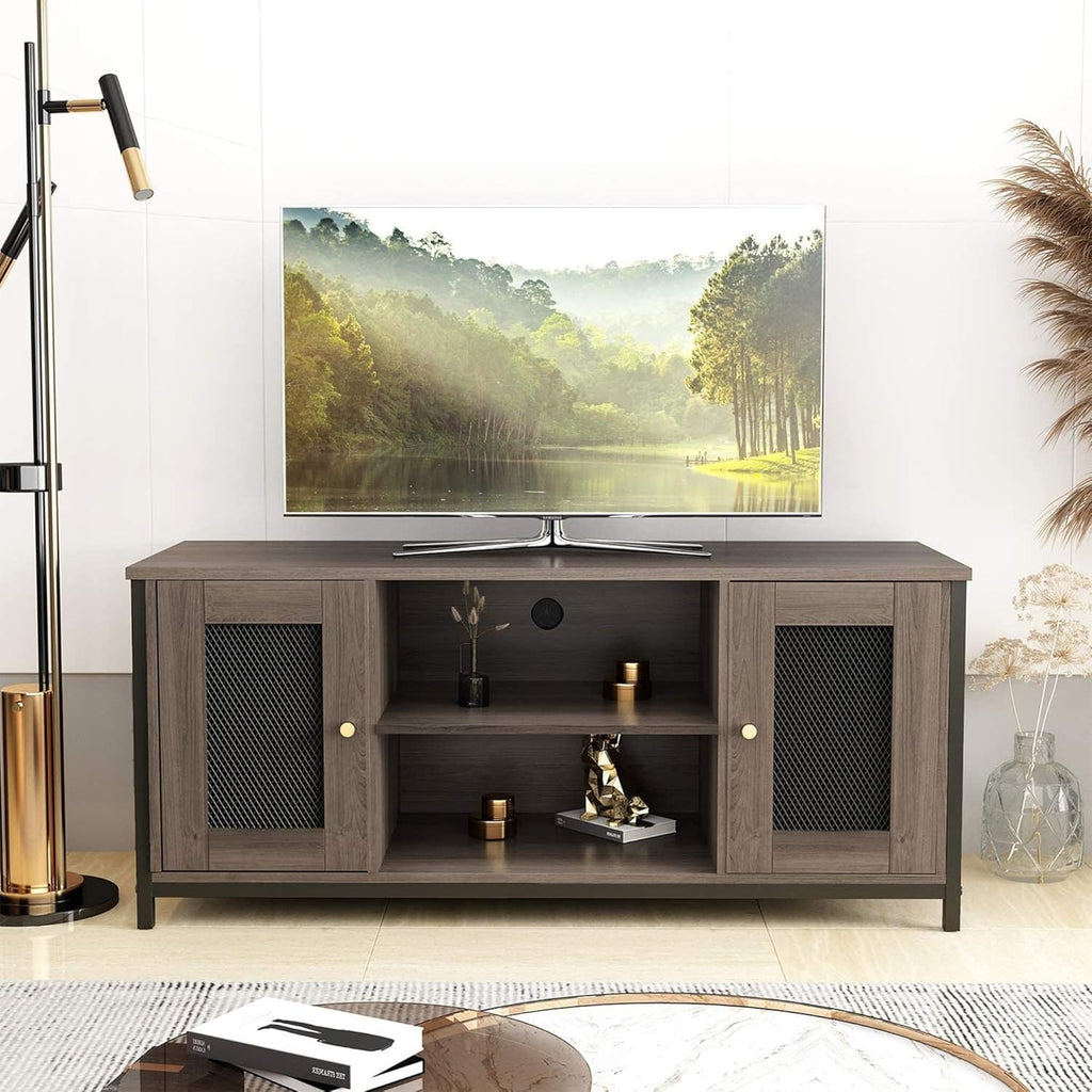 Brown Walnut Entertainment Center Stand with Storage P15440