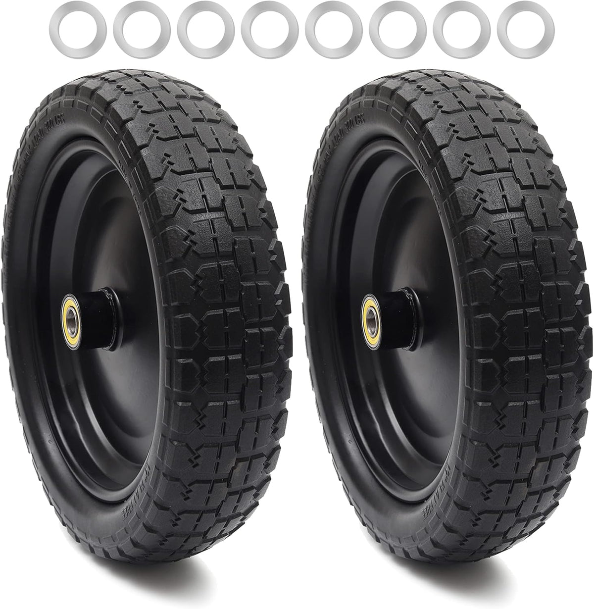 2-Pack 13'' Solid Polyurethane Flat-Free Tire and Wheel Assemblies I578749