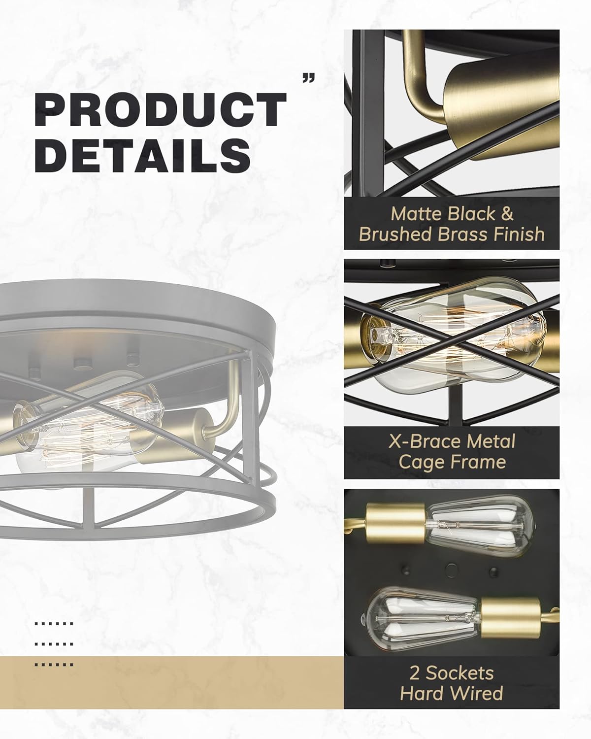 12 Inch 2-Light Flush Mount Ceiling Light Fixture V5248