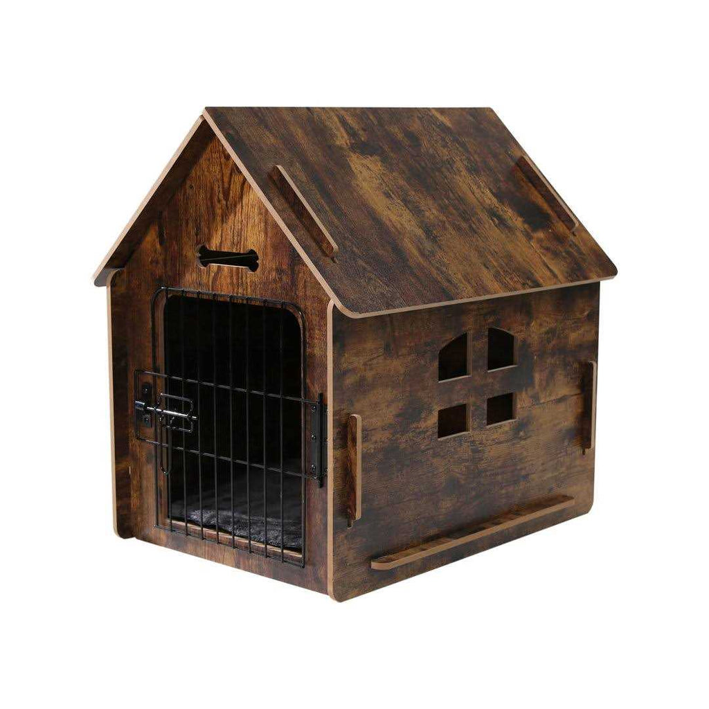 Wooden Pet House with Roof Removable Mat Lockable Door D19134