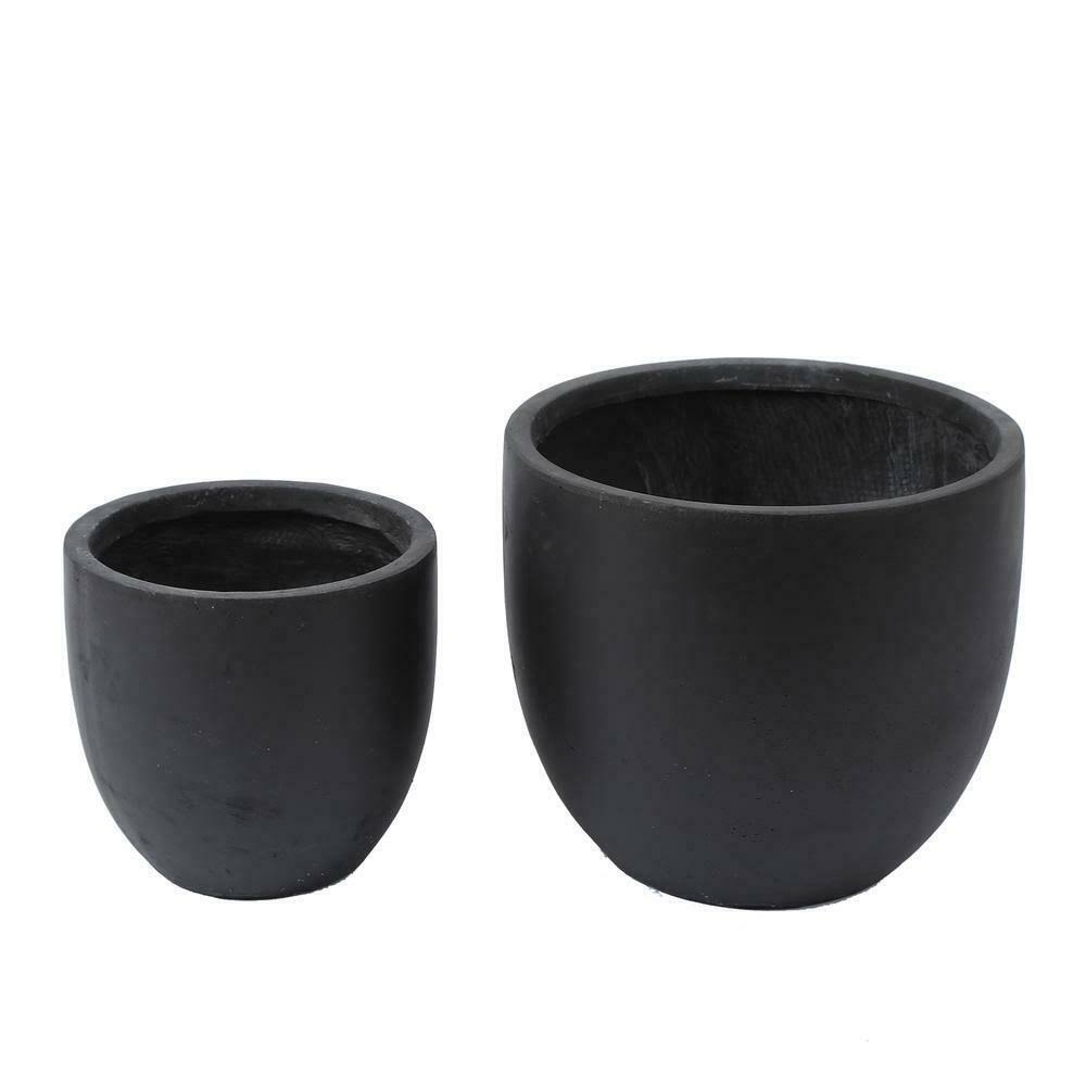 Round Black Planter U443