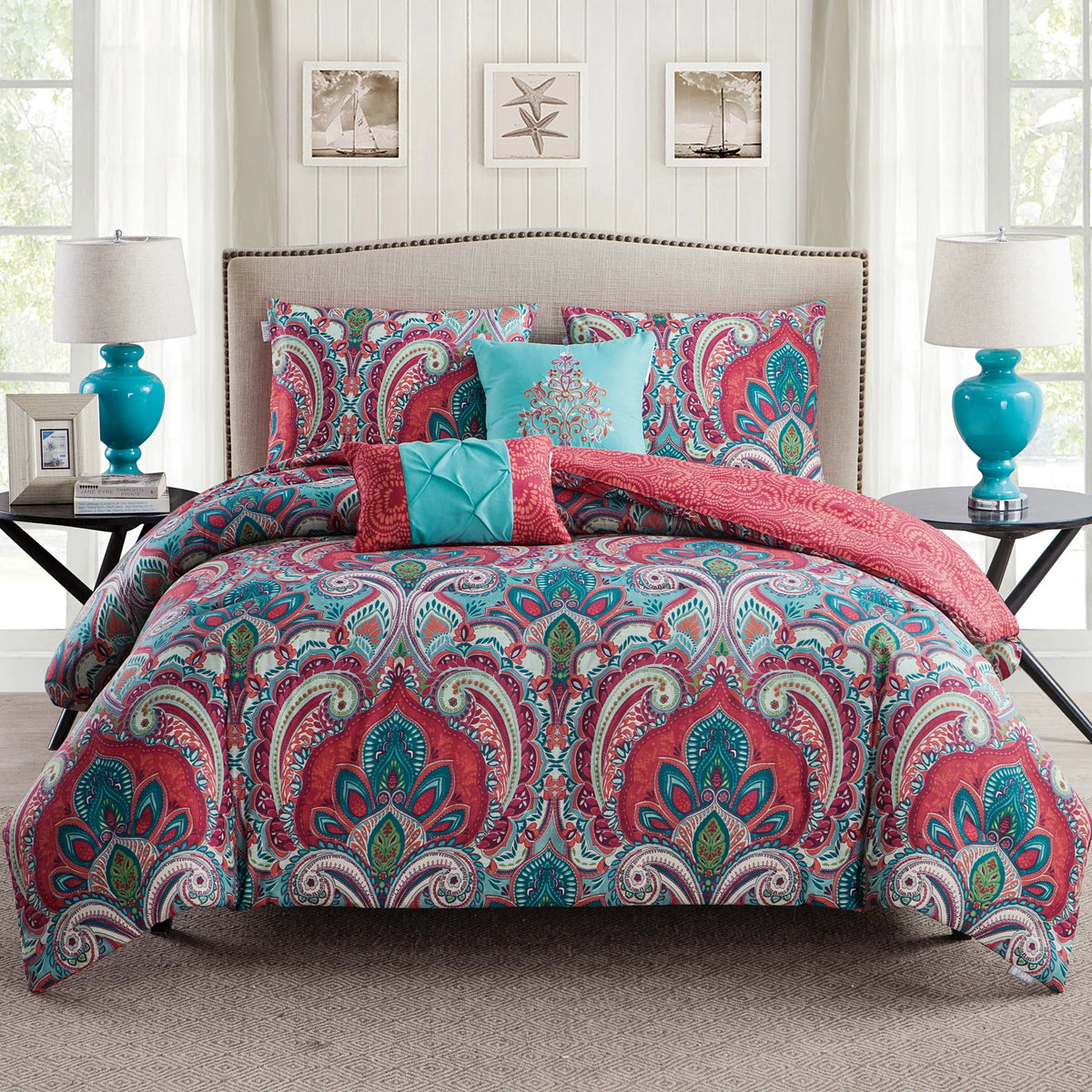 Navy Pintuck Comforter Set Queen U7233