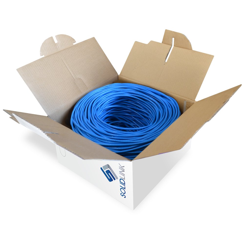 CAT5e 1000ft UTP Solid Conductor Cable 24AWG LAN Network Ethernet RJ45 Wire, Blue K682551