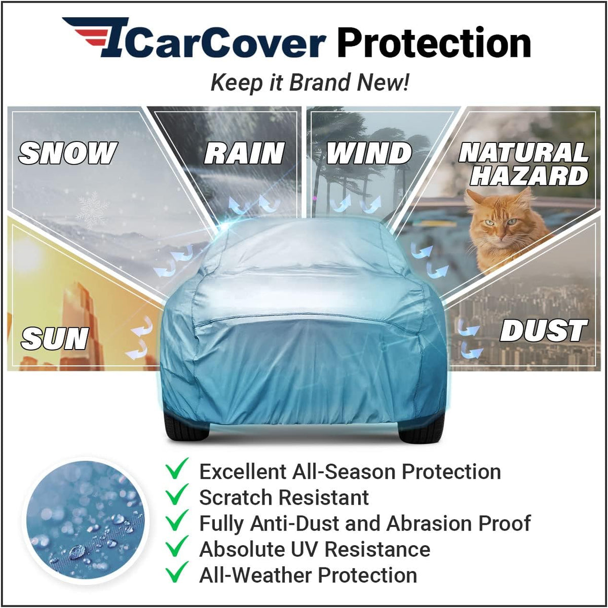 Waterproof Full Car Cover with Straps C4135