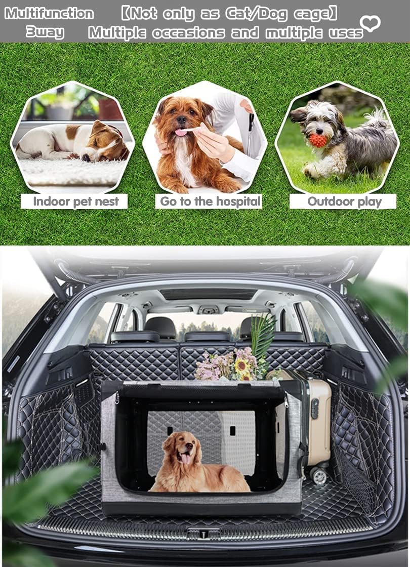 4 Door Portable Folding Dog Crate Kennel with Mesh Mat K13496