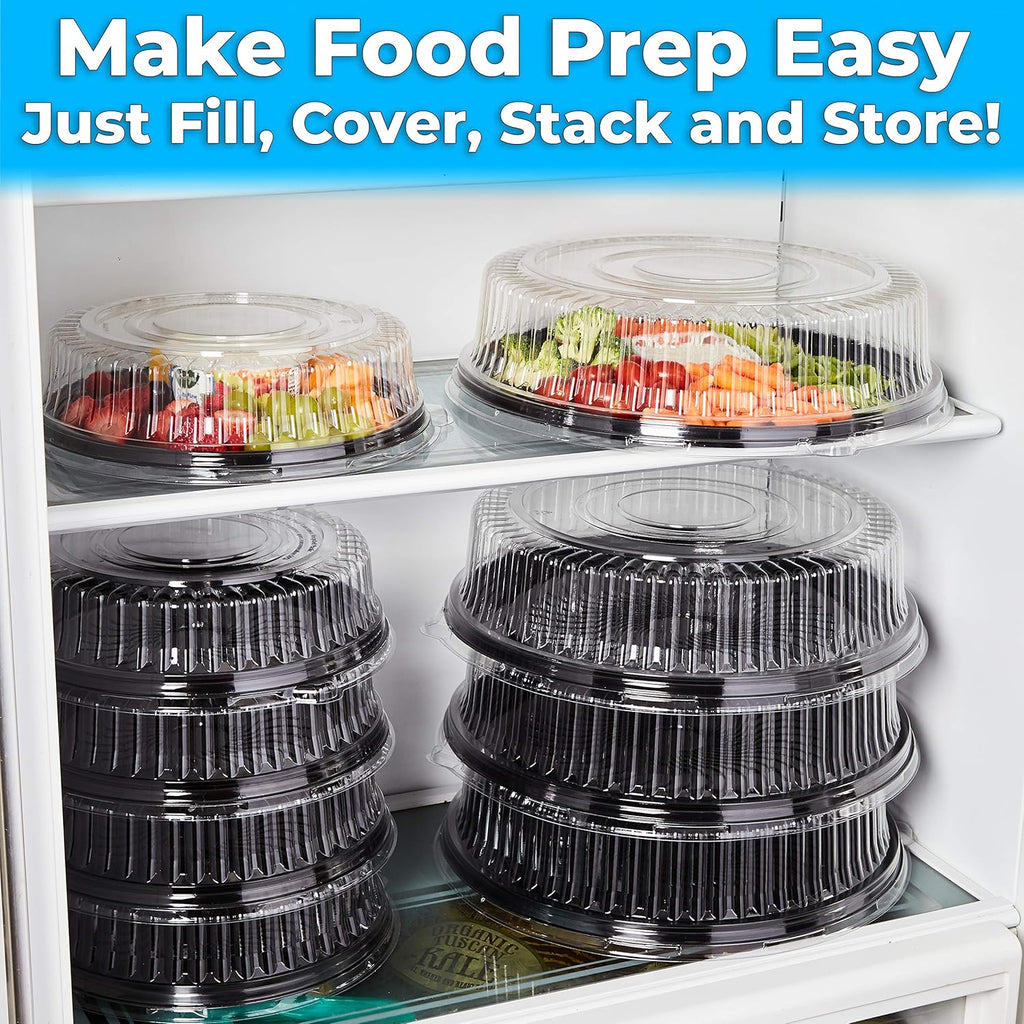 Black Plastic 12 In. Serving Tray and Lid 3pk O457405