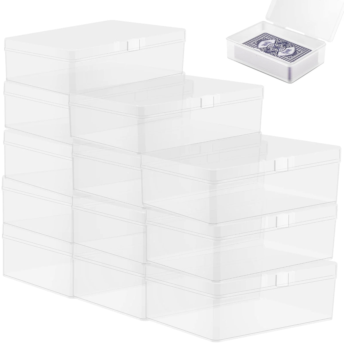 12 Pcs Clear Plastic Trading Card Storage Box with Lid F22723