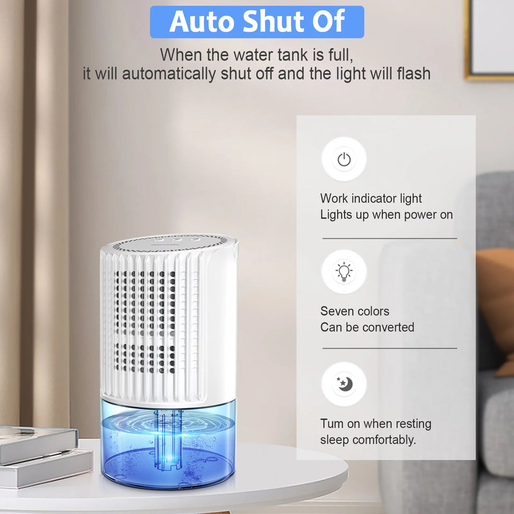Portable Ultra Quiet Dehumidifier 1000ML White D75557