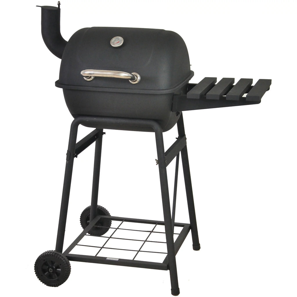 Steel Mini Barrel Charcoal Grill with Side Shelf, Black C655327