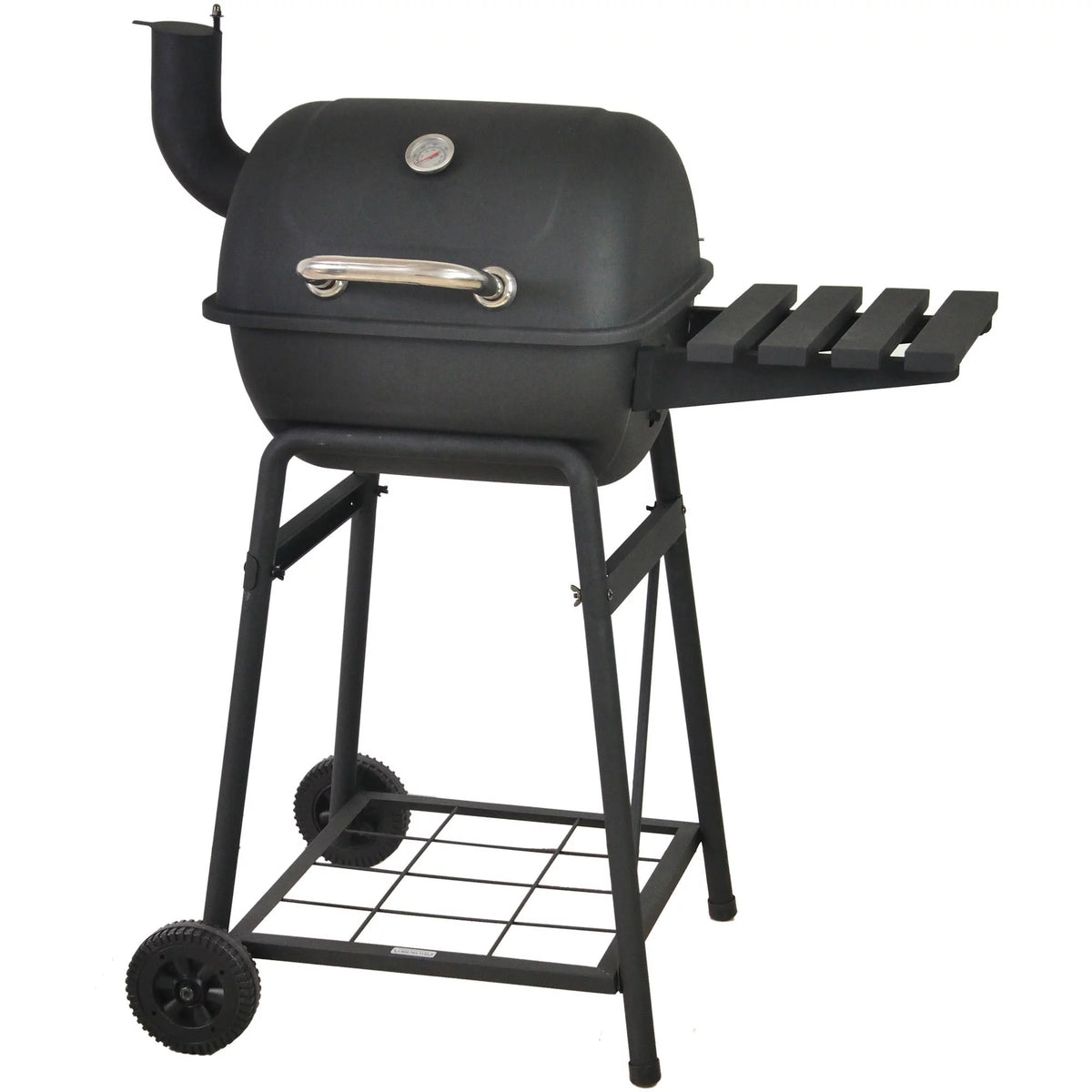 Steel Mini Barrel Charcoal Grill with Side Shelf, Black C655327