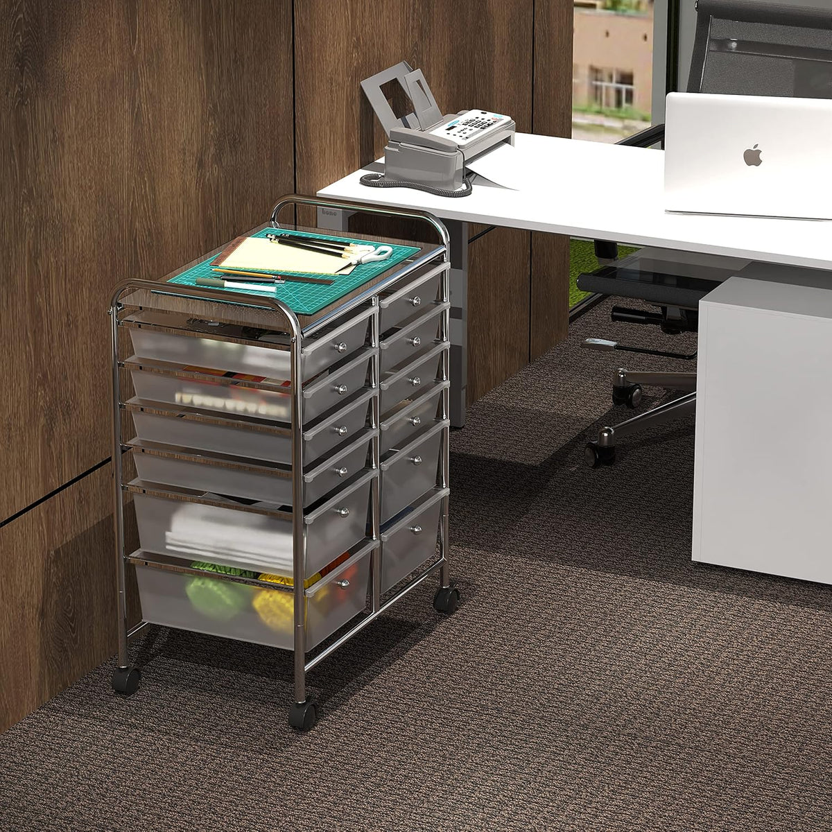 Utility Cart with 12 Drawers Rolling Storage Organizer B5803
