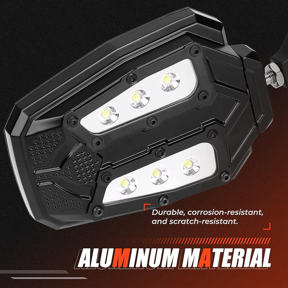 UTV Side Rear View Mirrors with Lights B4126