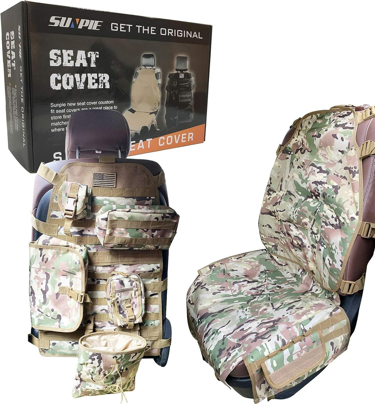 Universal Tactical Seat Cover with Multi Pockets Molle Seat Back Organizer M599