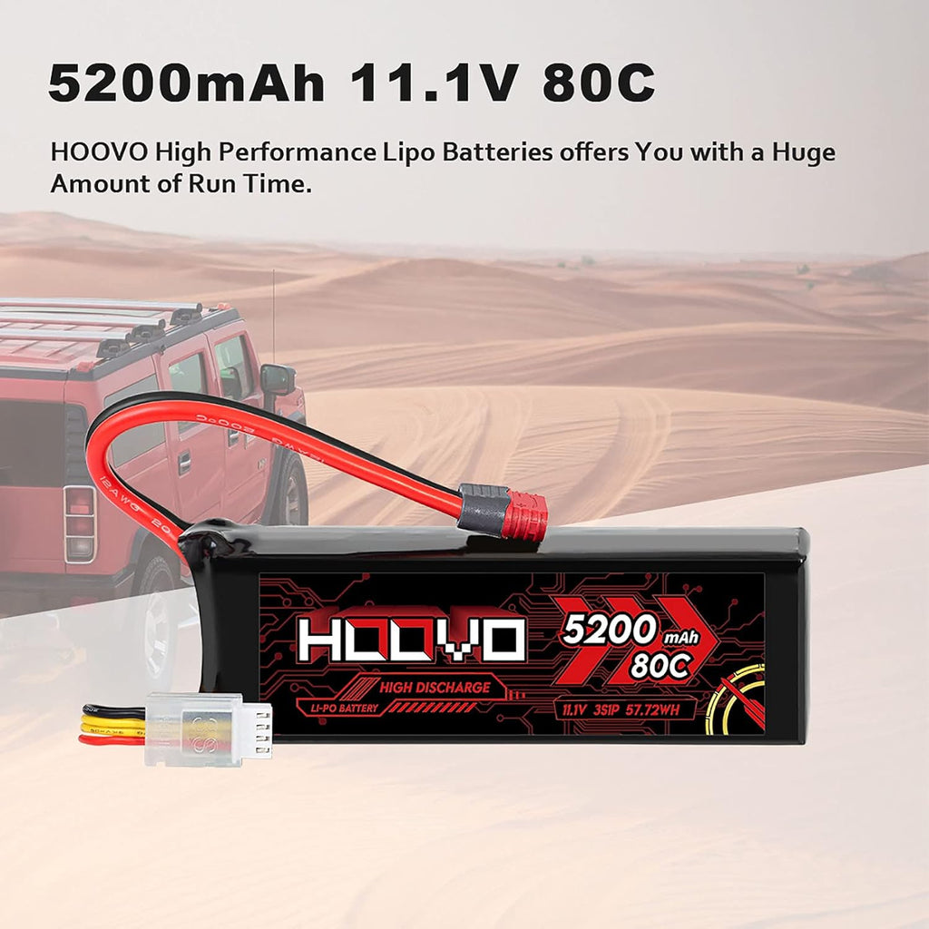 3S 11.1V 80C 5200mAh LiPo Battery with Deans T Plug 2 Packs E1799