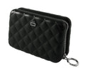 Aluminum Quilted Zipper Black Wallet P98148