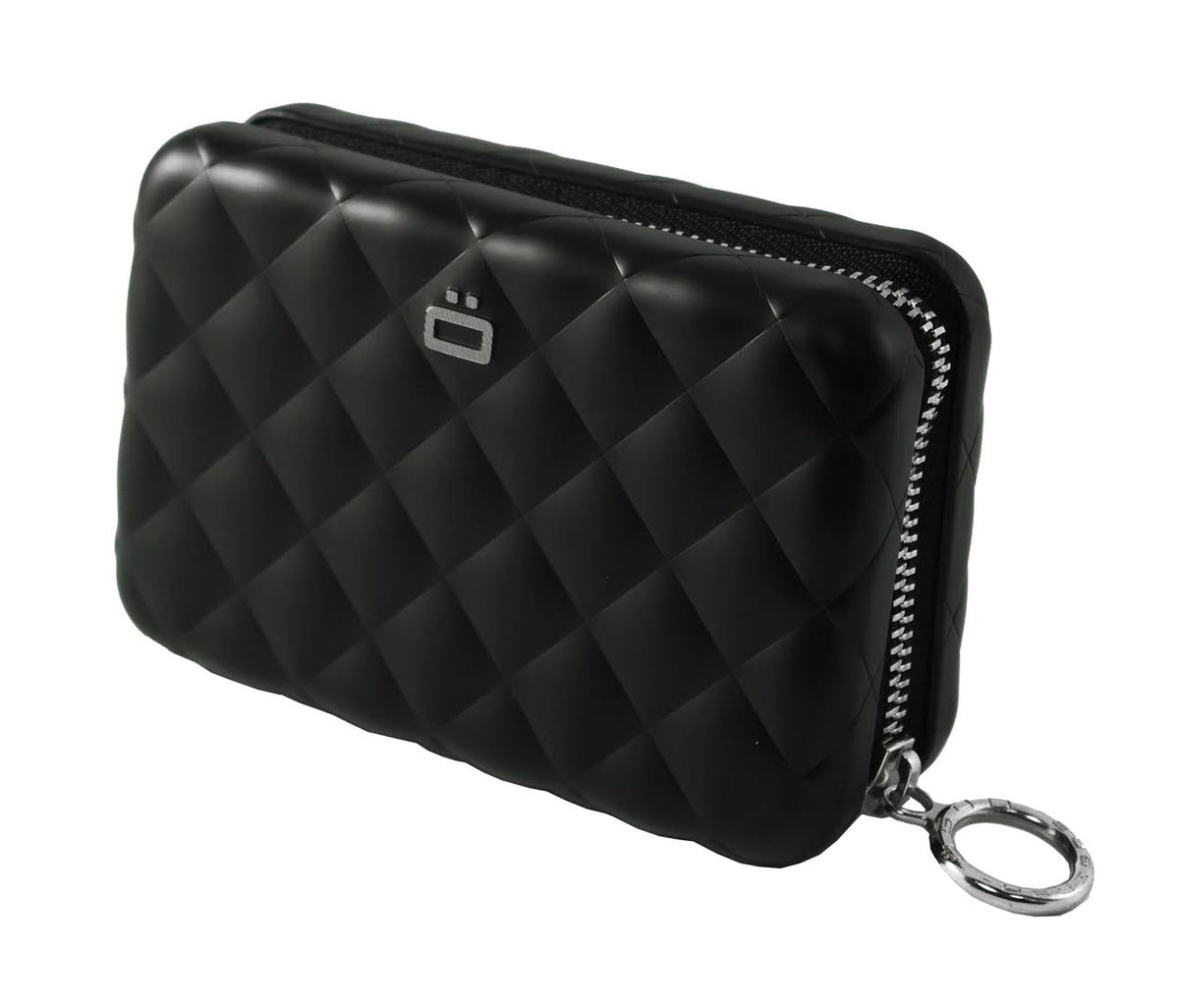 Aluminum Quilted Zipper Black Wallet P98148