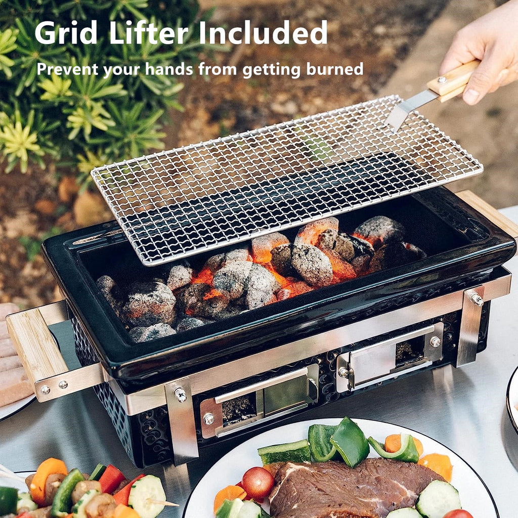 Tabletop Charcoal Grill with Wood Handle Z645857