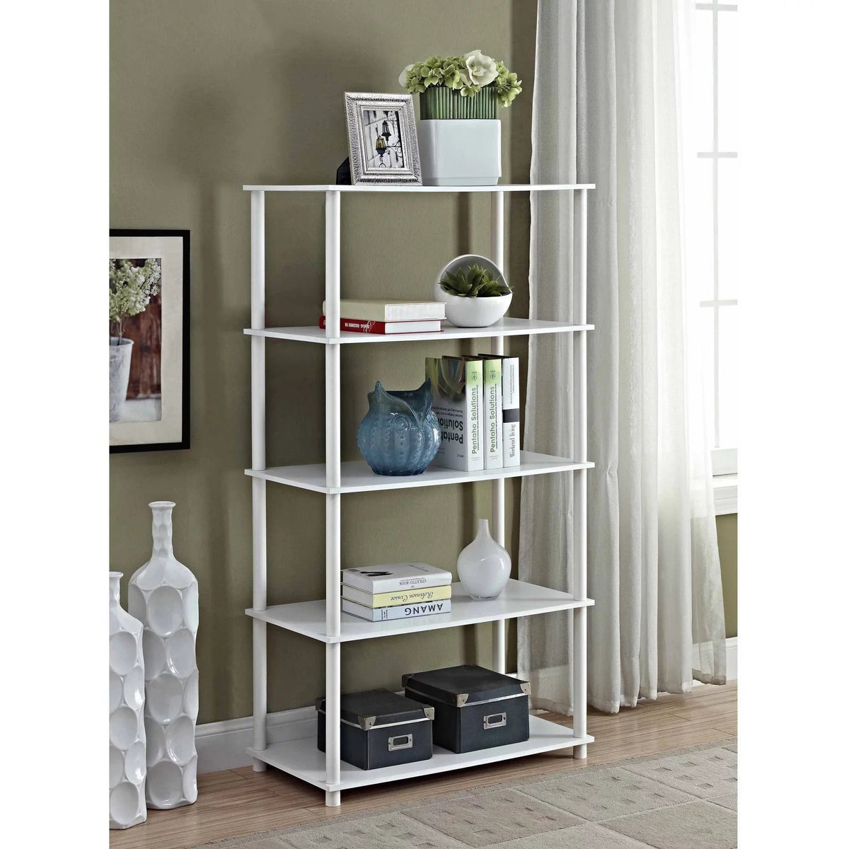White 5-Shelf Storage Bookcase Z4772