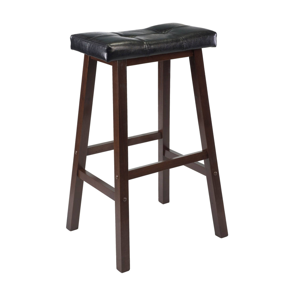 Antique Walnut Black Cushion Saddle Stool H68779