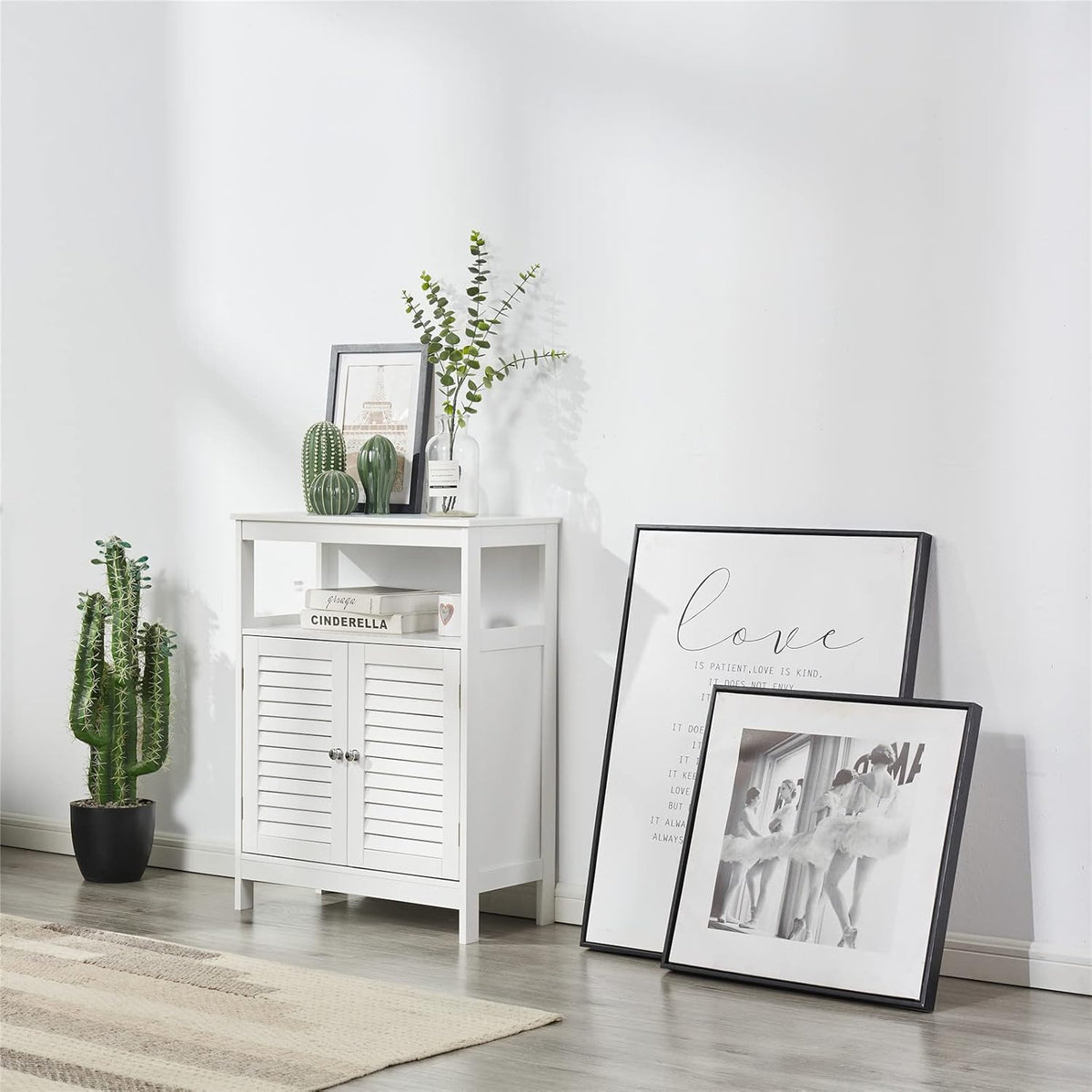 White Storage Cabinet with Two Doors Y9602