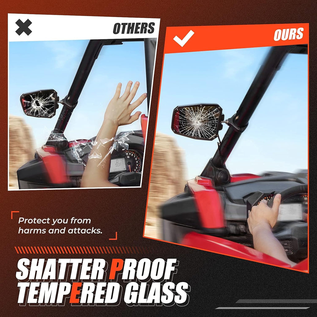 UTV Side Rear View Mirrors with Lights B4126