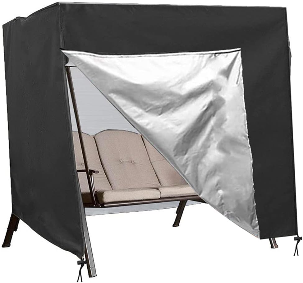 420D Waterproof Patio Swing Cover 87 x 60 x 72 Beige Black A5082