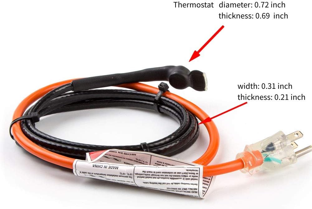 80-feet Pipe Heating Cable with Built-in Thermostat O476