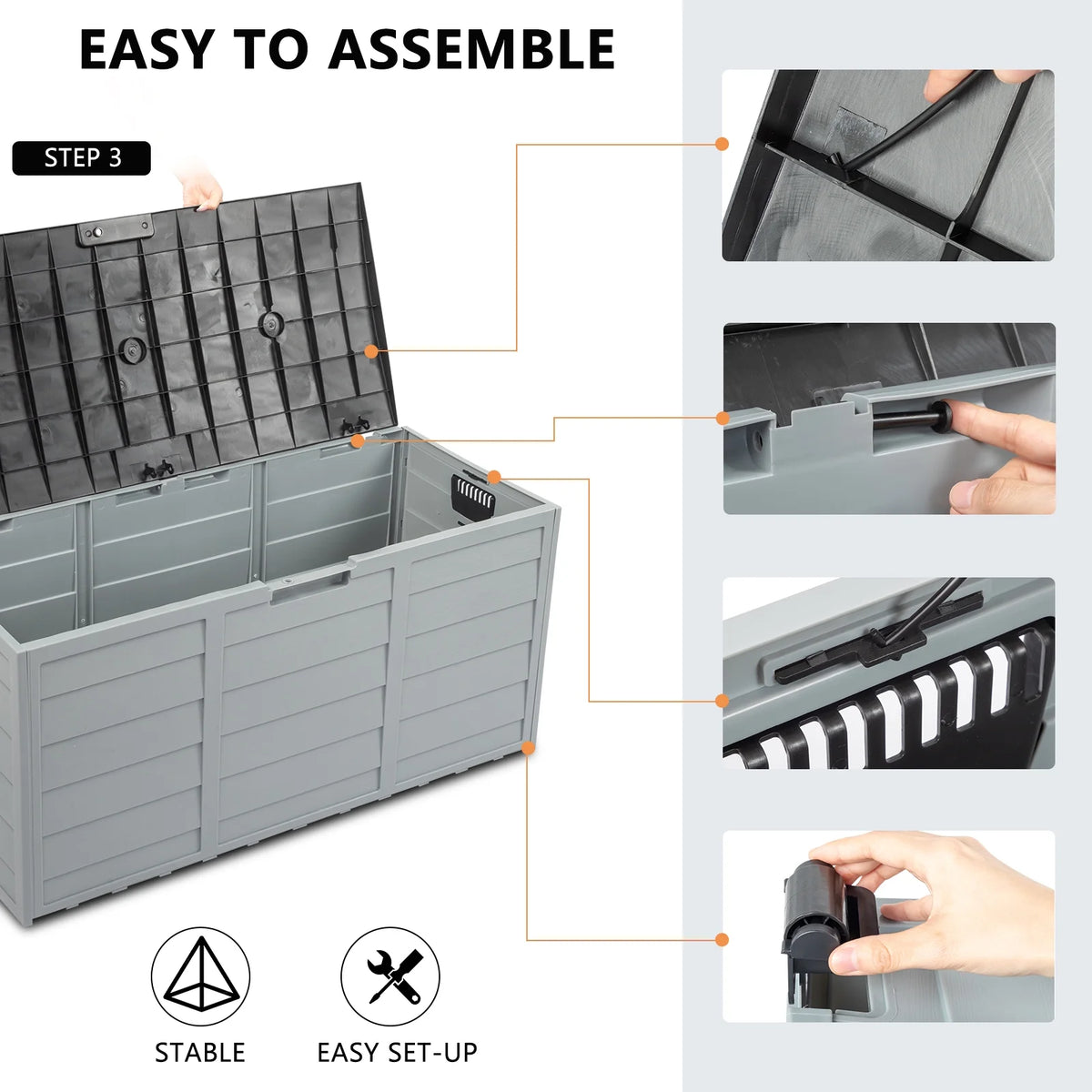 Black 75gal Outdoor Plastic Storage Deck Box T239