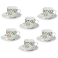 6 Coffee Cup & Saucer Porcelain Multicolor X845