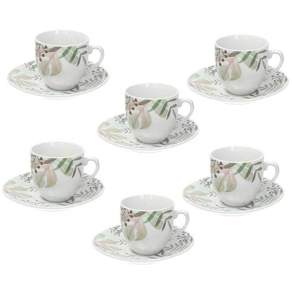 6 Coffee Cup & Saucer Porcelain Multicolor X845