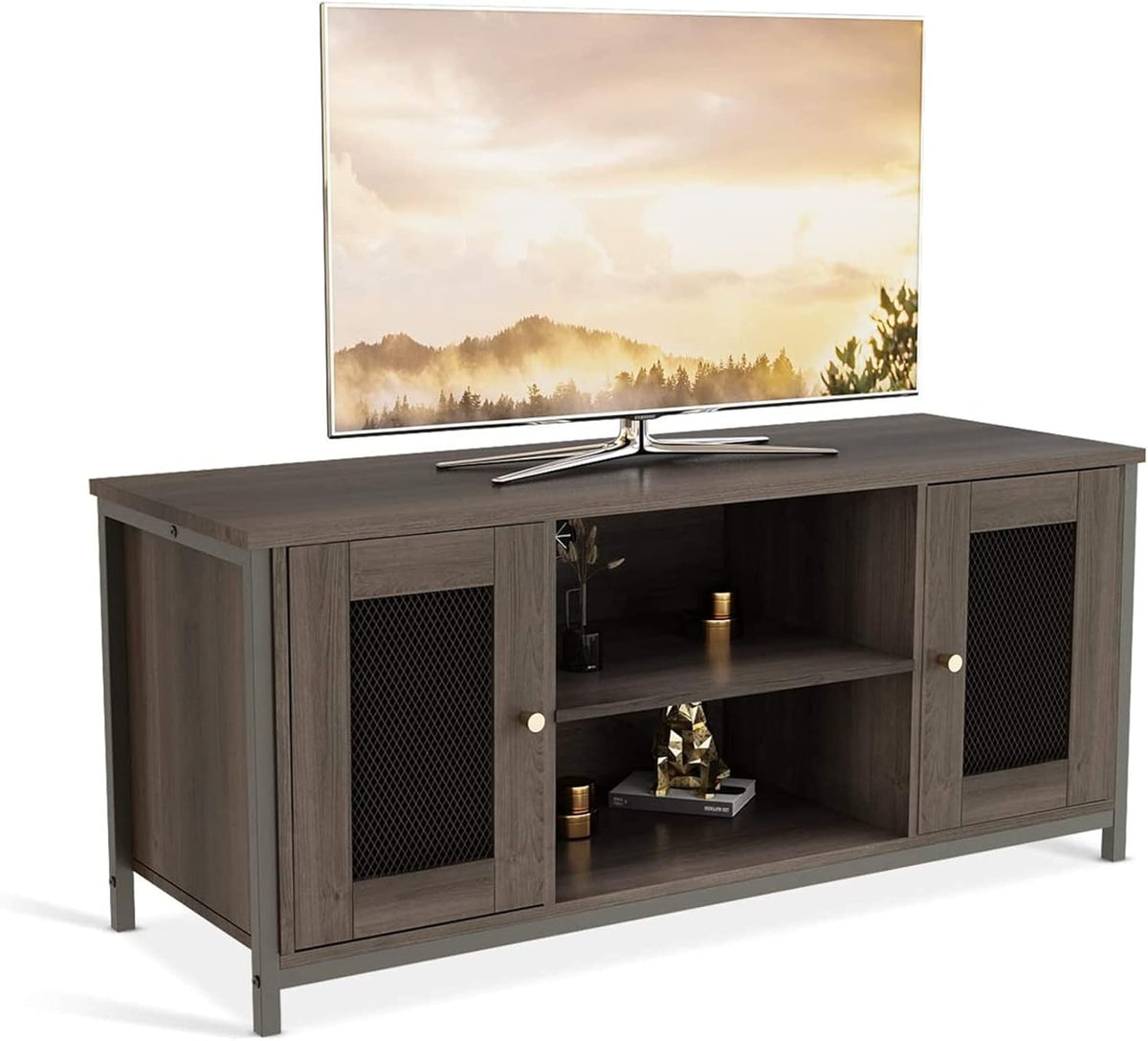 Brown Walnut Entertainment Center Stand with Storage P15440