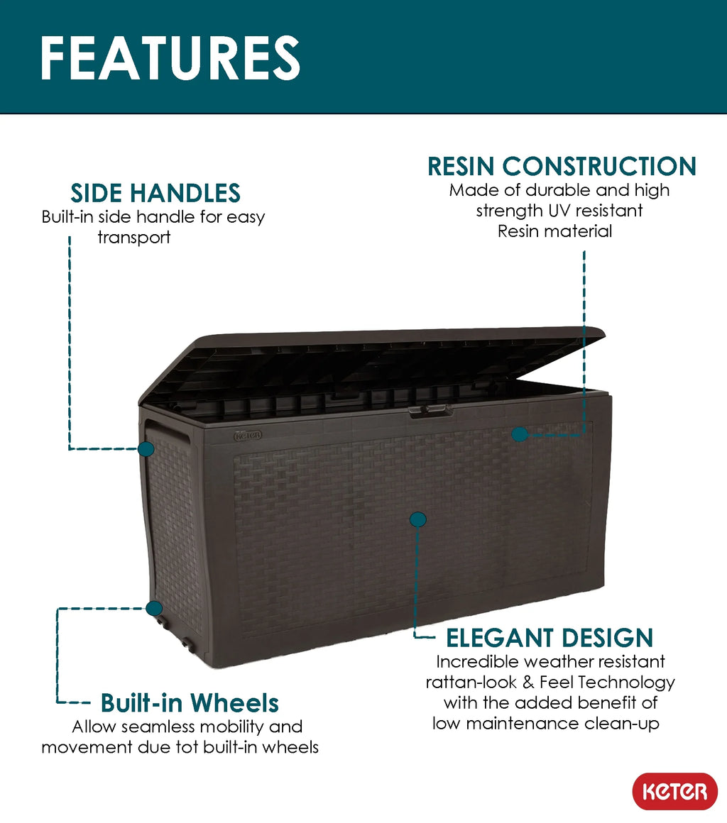 Brown Resin Outdoor Storage Deck Box Y7090