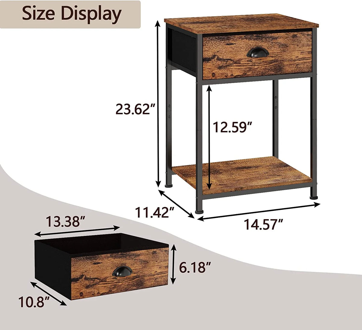 Set of 2 Nightstands with Fabric Drawer and Storage Shelf X840749