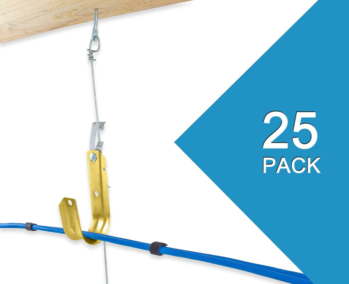 Heavy Duty Metal Cable & Wire Support J-Hook Hangers with Bat Wing Clip R28793
