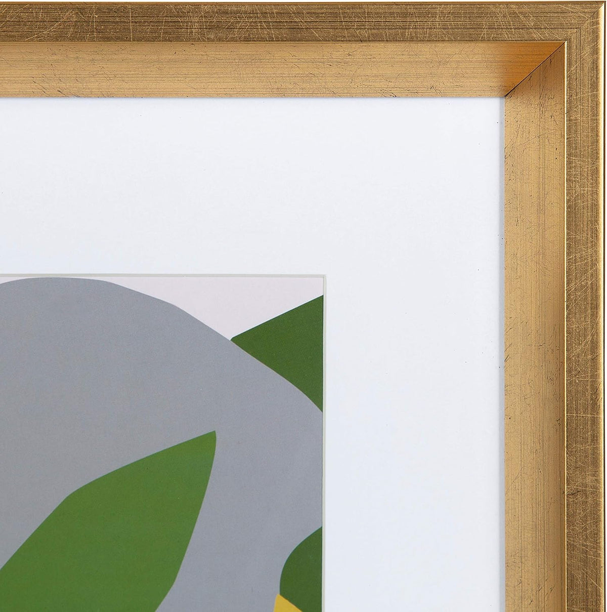 Matted Framed Print Under Glass Art Set 15.5x15.5 inches Gold W8581