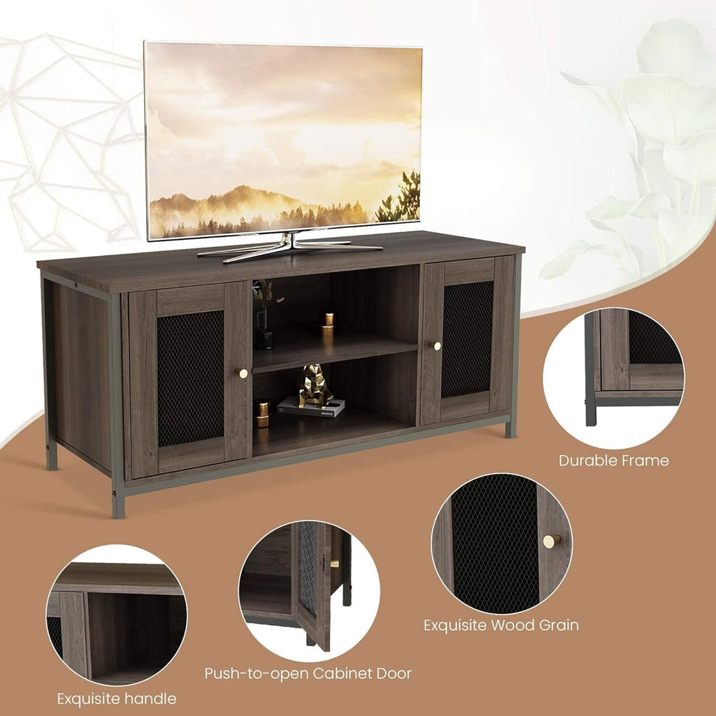 Brown Walnut Entertainment Center Stand with Storage P15440