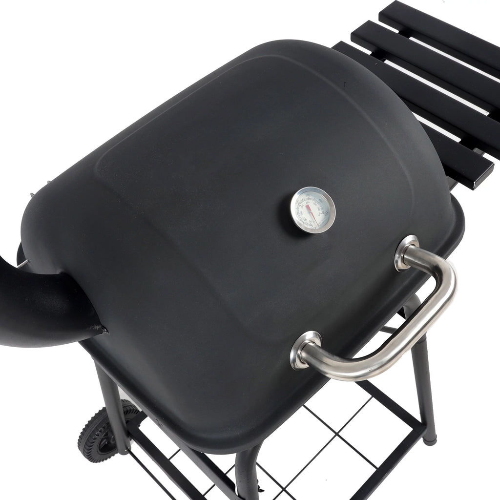 Steel Mini Barrel Charcoal Grill with Side Shelf, Black C655327