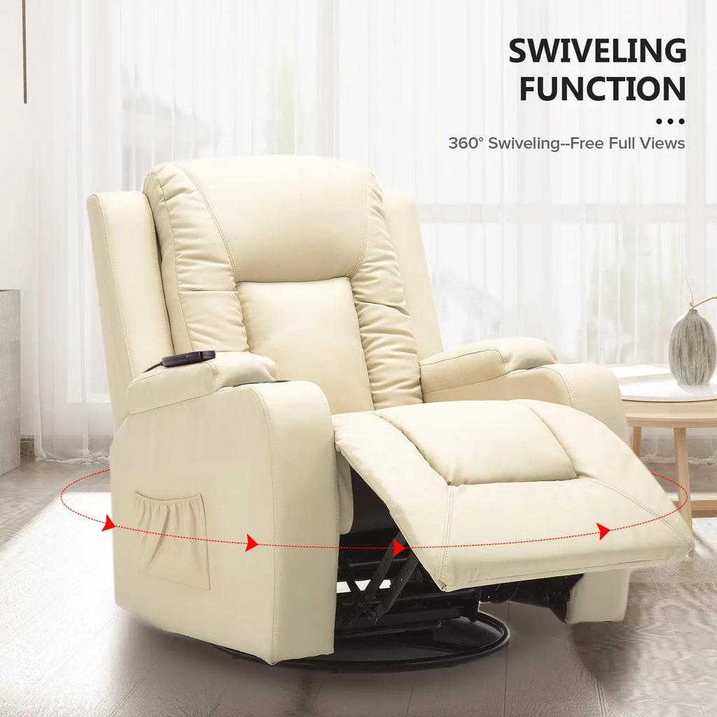 Black PU Leather Heated Massage Recliner Chair Y442