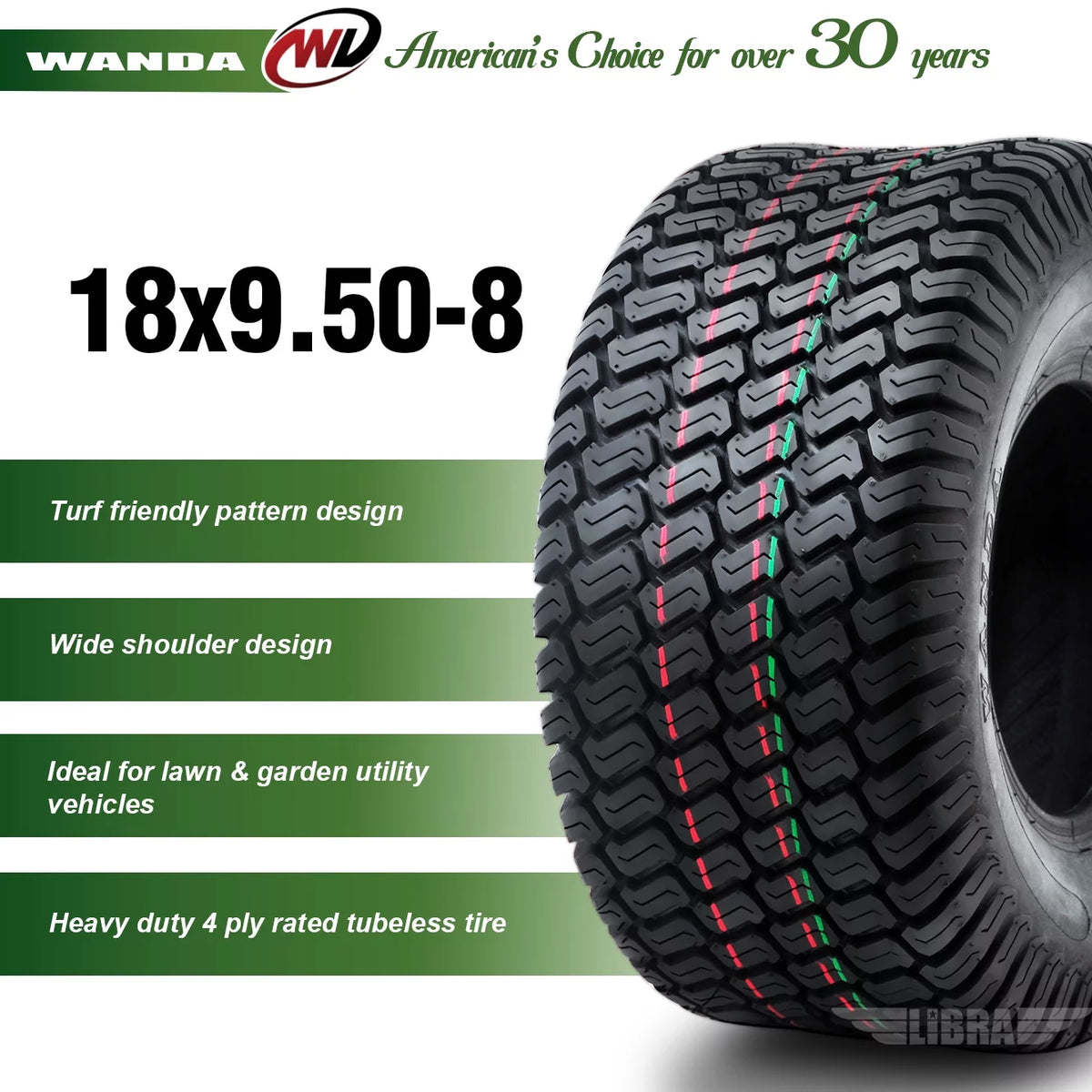 2 New 18x9.50-8 Turf Tires W616