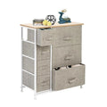 7 Drawer Fabric Storage Dresser with Wood Top D557