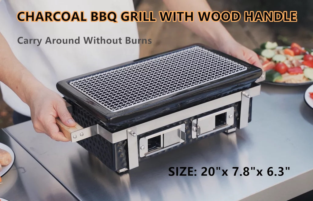 Tabletop Charcoal Grill with Wood Handle Z645857