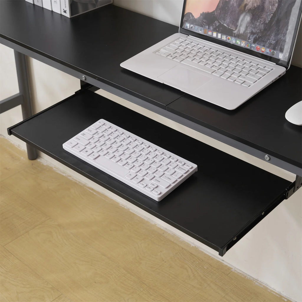 Twin Size Black Metal Loft Bed with Desk and Shelves U464