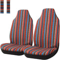 Colorful Stripe 4pc Front Seat Covers with Seat-Belt Pad Protectors K971