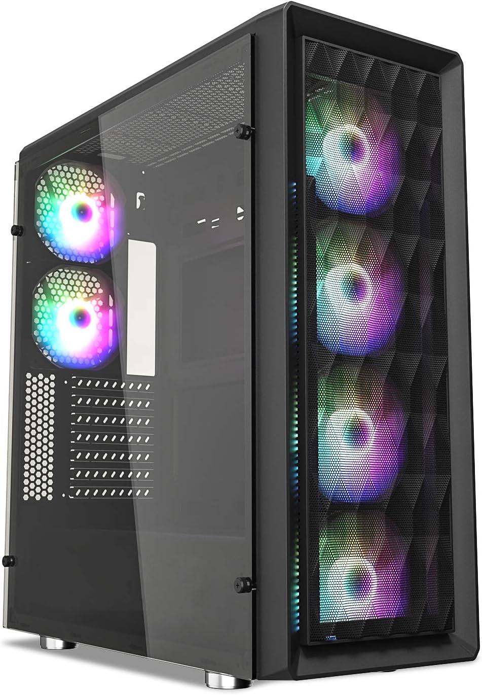 Black M-ATX Mid-Tower PC Gaming Case with 200mm RGB Fan T275