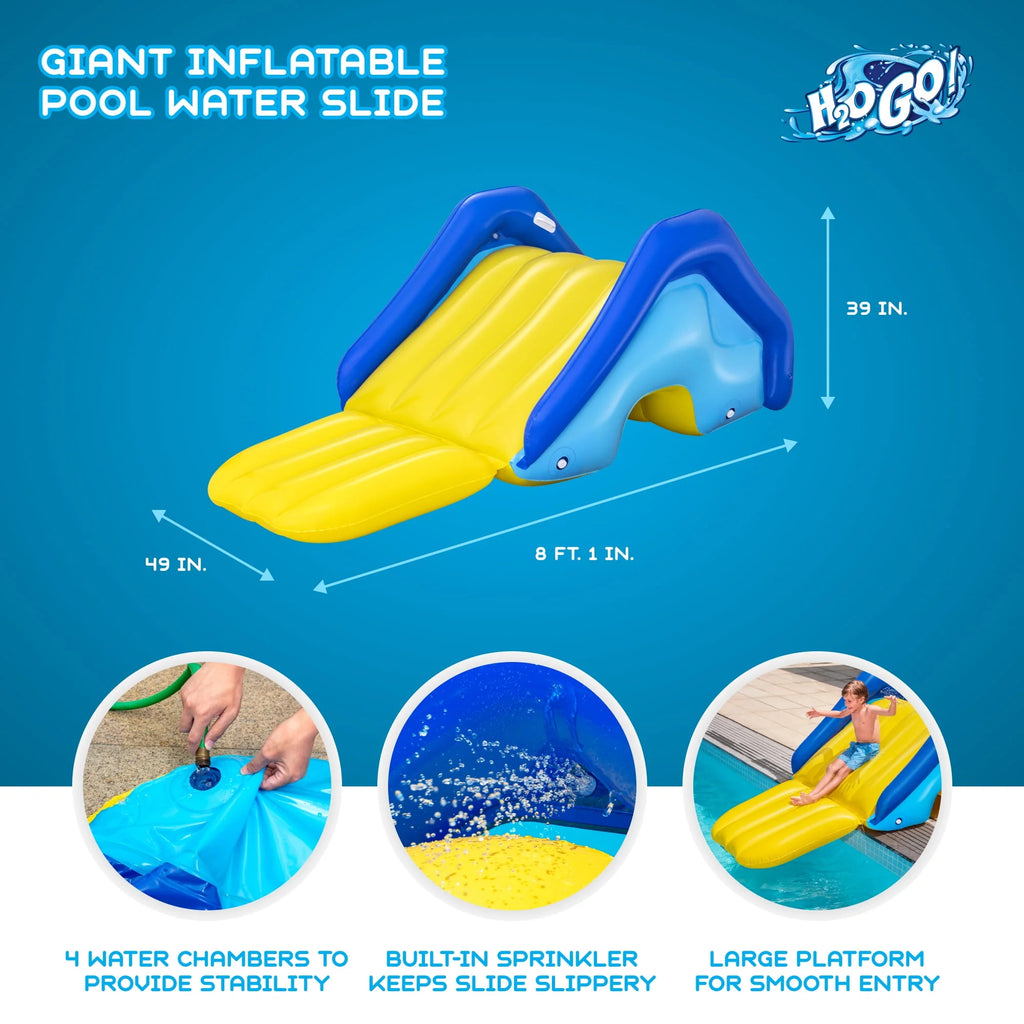 Inflatable Pool Water Slide with Built-In Sprinkler J60717