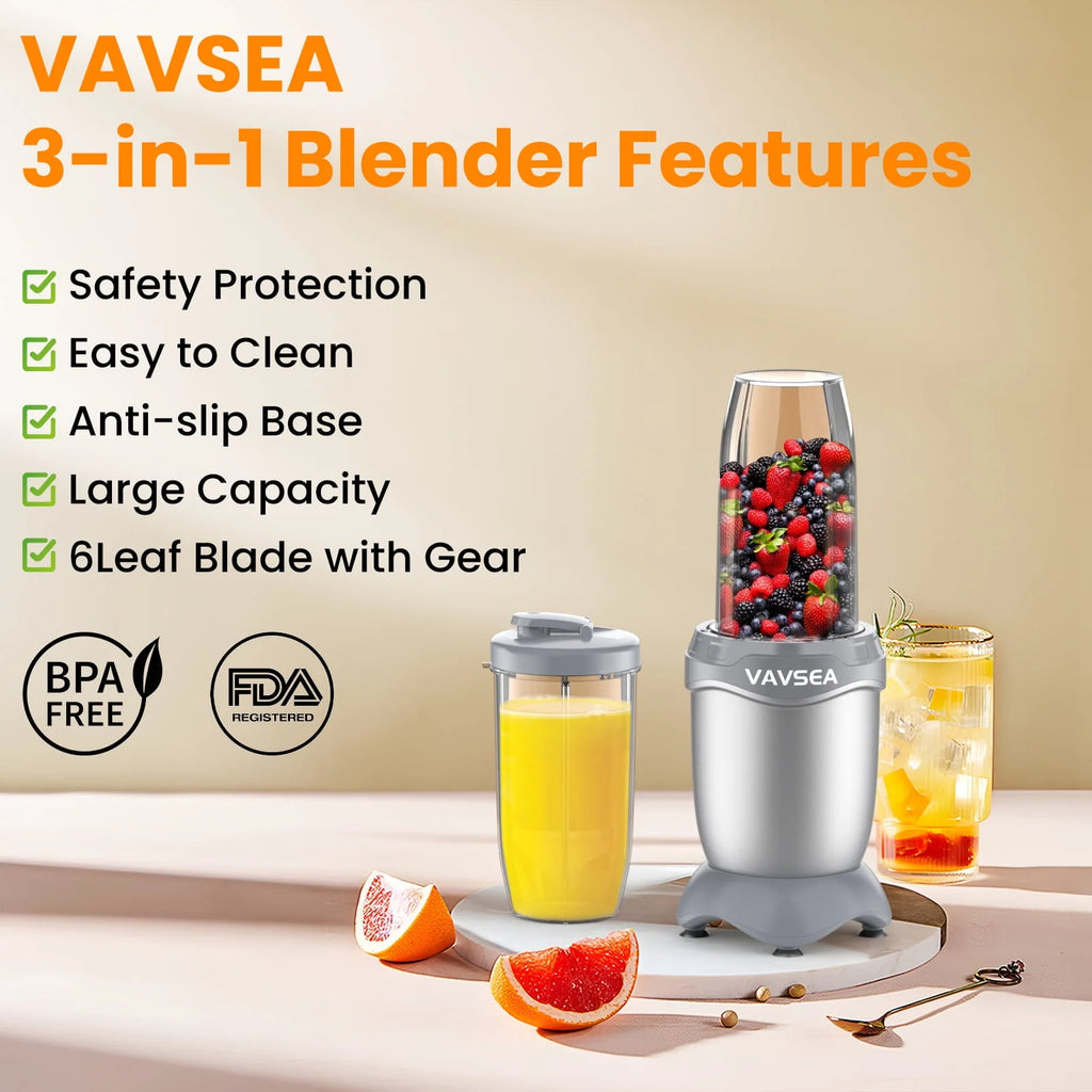3-in-1 Smoothies Blender, 11 Pcs Countertop Blender, BPA Free N94645