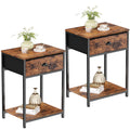 Set of 2 Nightstands with Fabric Drawer and Storage Shelf X840749