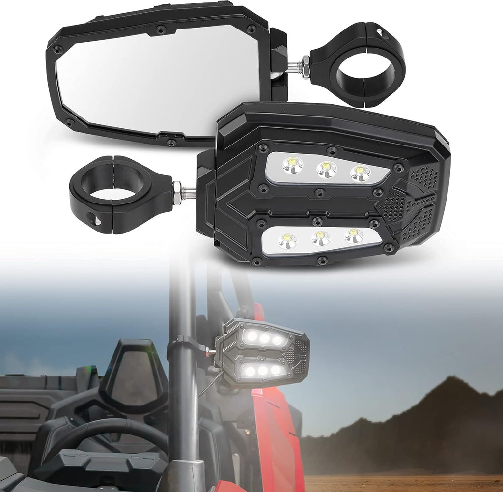 UTV Side Rear View Mirrors with Lights B4126